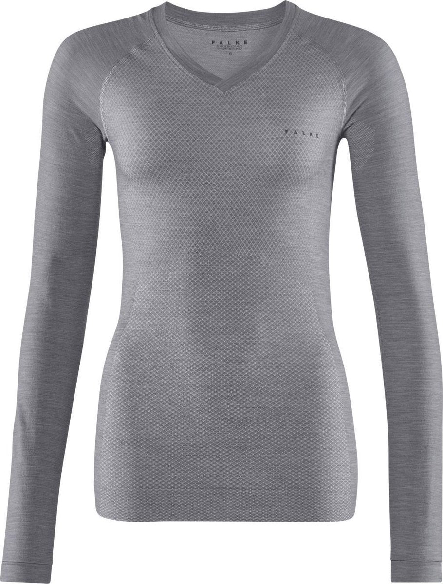 FALKE Wool Tech Light Shirt Lange Mouw Dames 33463 - Grijs 3757 grey-heather Dames - XS