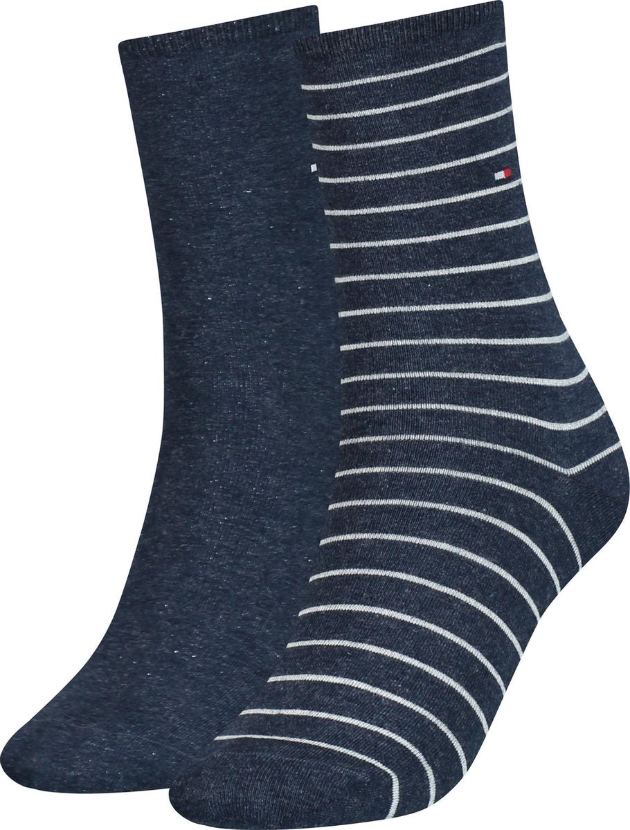 Tommy Hilfiger WOMEN SOCK 2P SMALL STRIPE Vrouwen Sokken Maat 39-42
