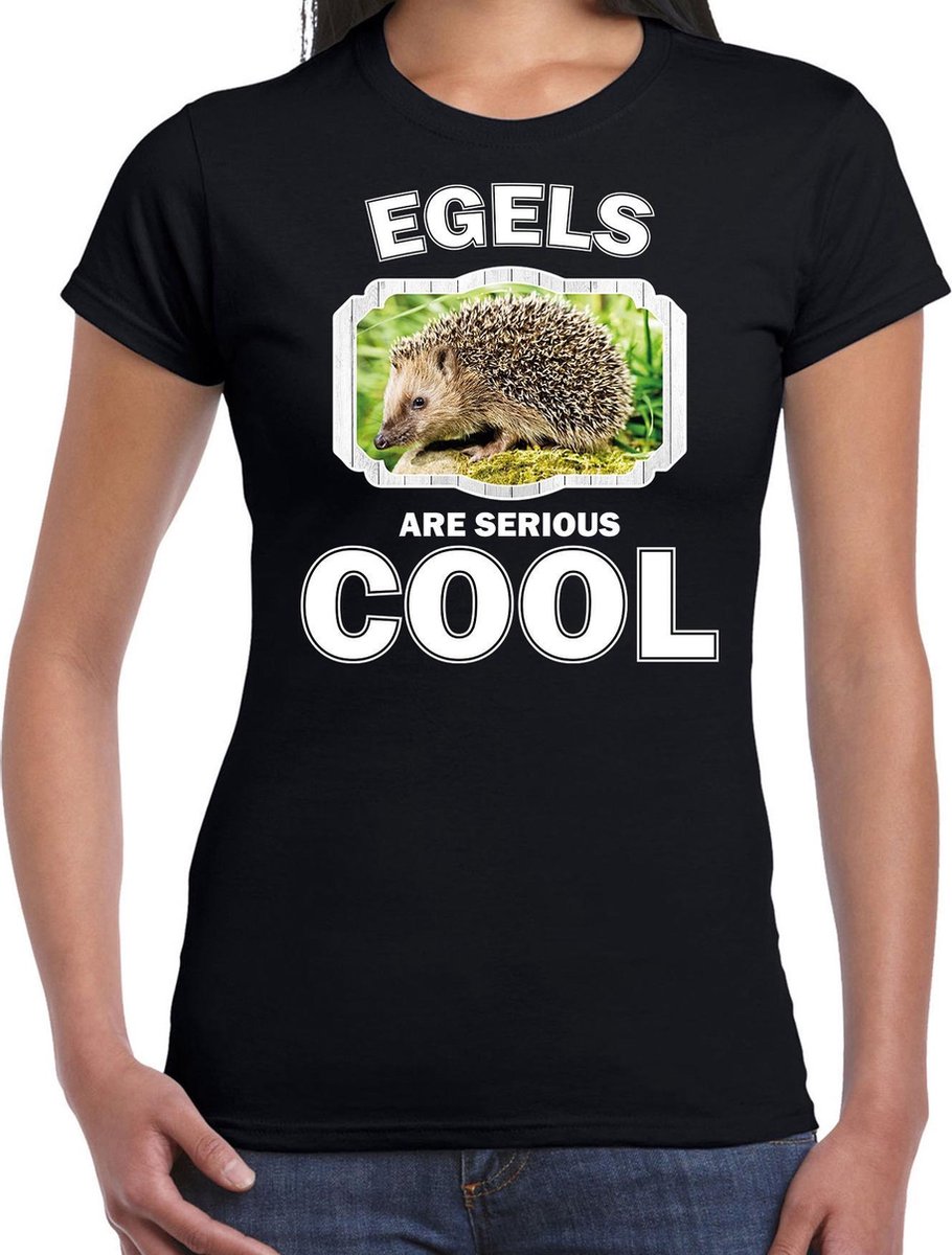 Dieren egels t-shirt zwart dames - egels are serious cool shirt - cadeau t-shirt egel/ egels liefhebber 2XL