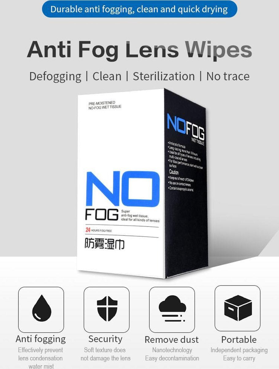 MaxiQualis® Anti-condens doekjes - Anti-fog doekjes  - Anti-Condens brillen doekjes  - Ideaal voor Mondkapje met Bril (60stuks)