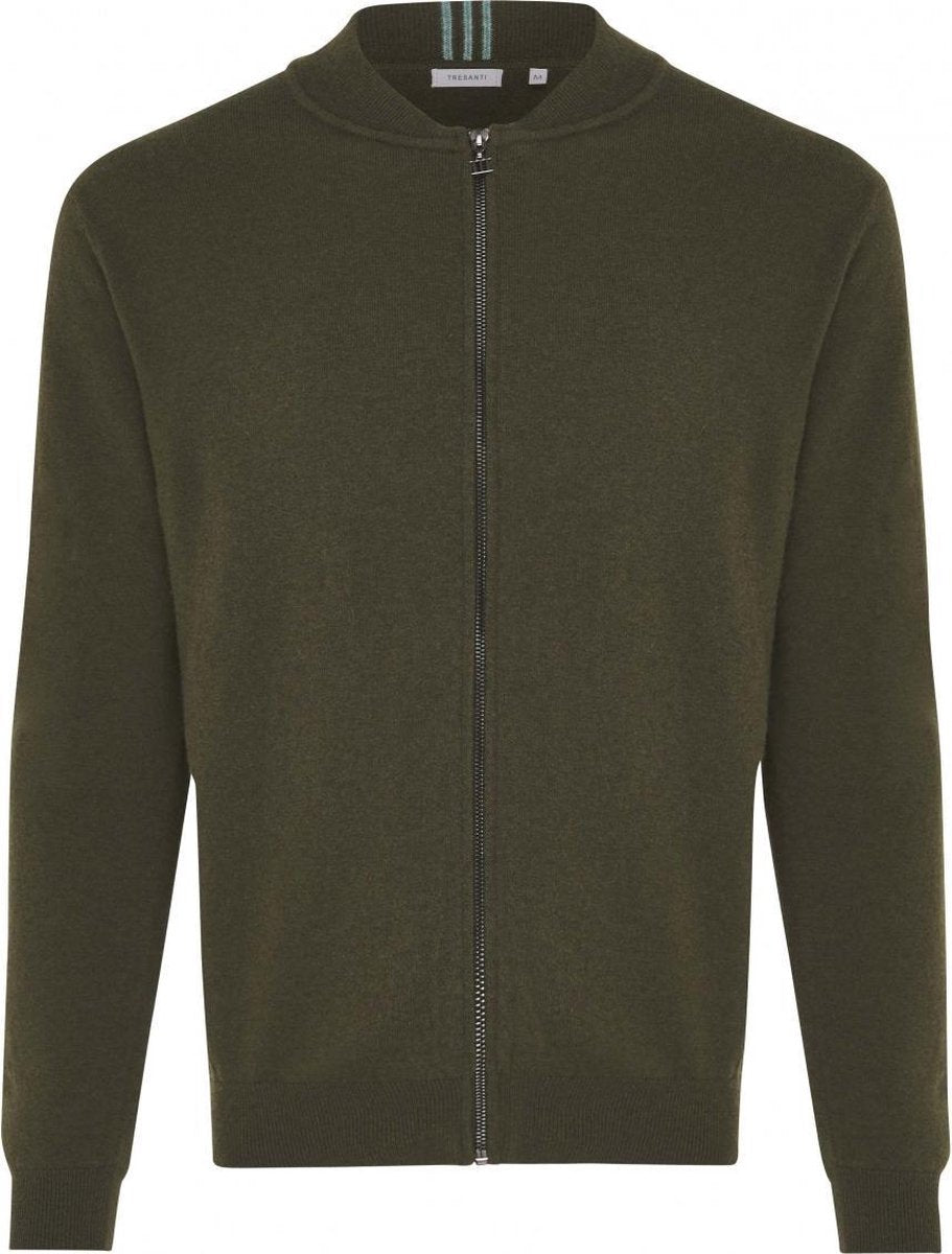 Tresanti Heren Vest Met Rits Donkergroen Wol Regular Fit - XL