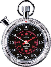 Hanhart Classic Rallye Stopwatch 185.8760-5E -  1/5 sec  -  megaminute-flyback  - addition stopper -zwarte wijzerplaat