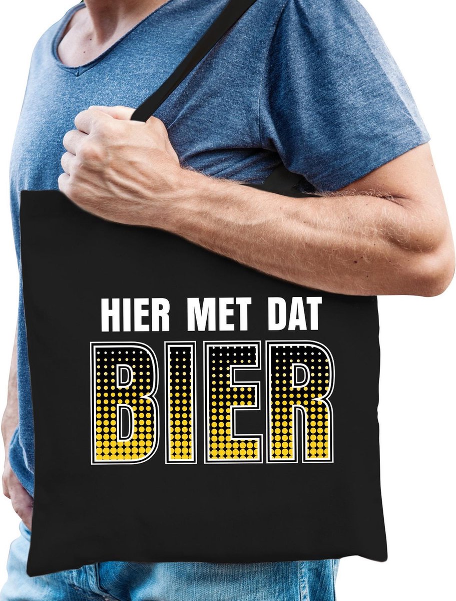 Oktoberfest Hier met dat bier drank fun tasje zwart voor heren - bier drink tasje- oktoberfest / bierfeest / tas / shopper