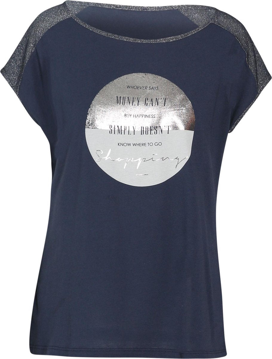 Cassis - T-shirt met zilverkleurige motiefjes - Marineblauw
