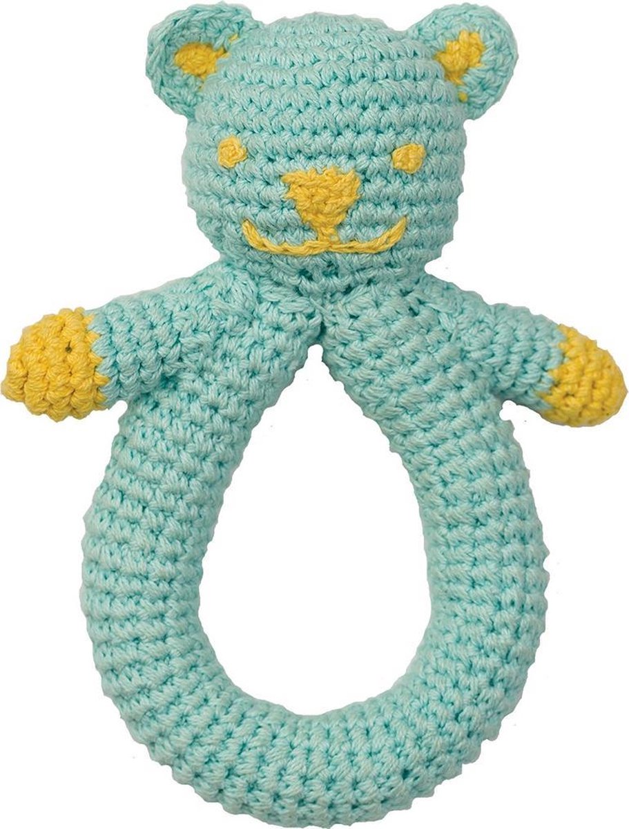 Hoppa - Gehaakte Baby Rammelaar - Bea Bear Blue - One size