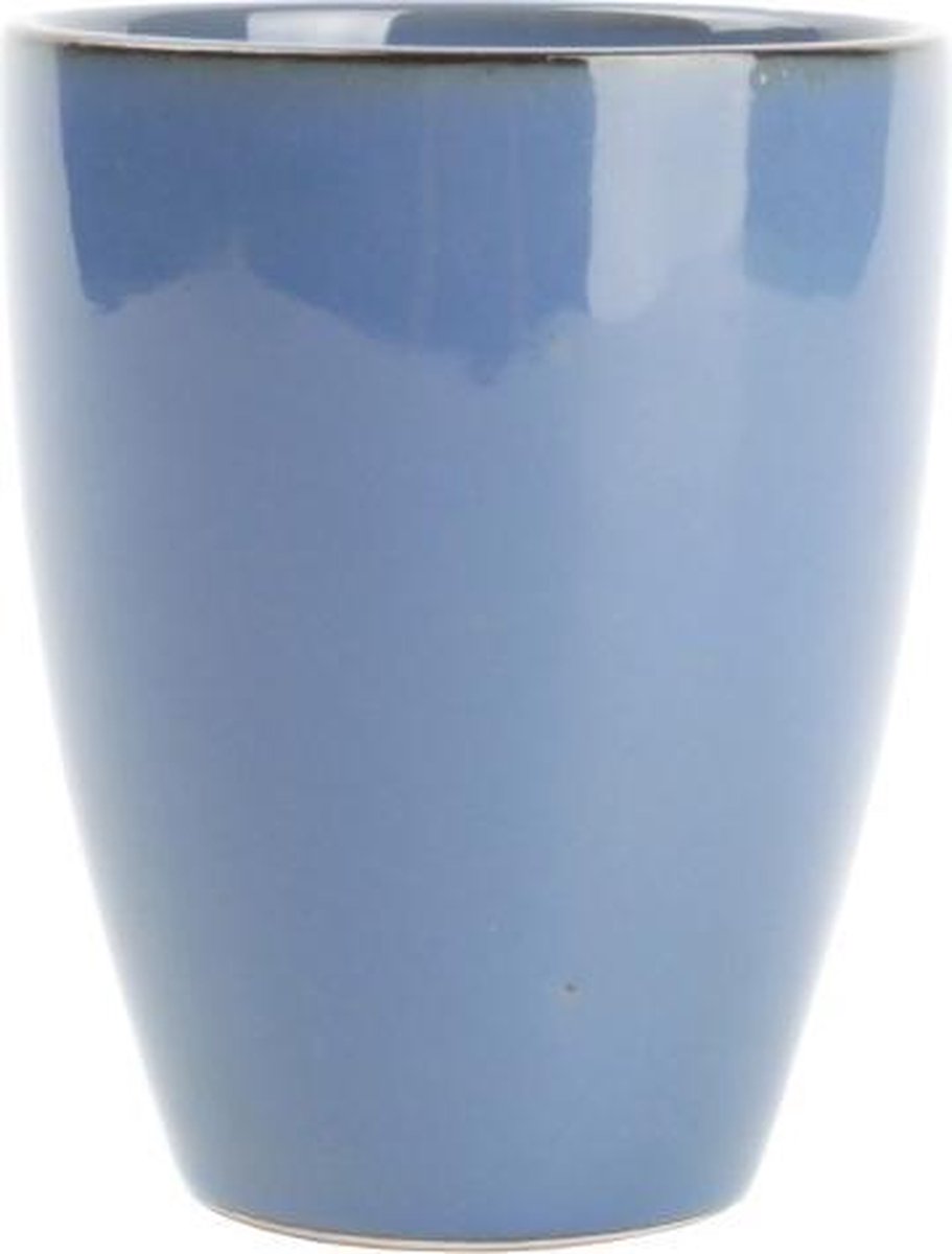 Beker zonder oor 8 x H 10 cm. Blauw Vivial. Per set van 4