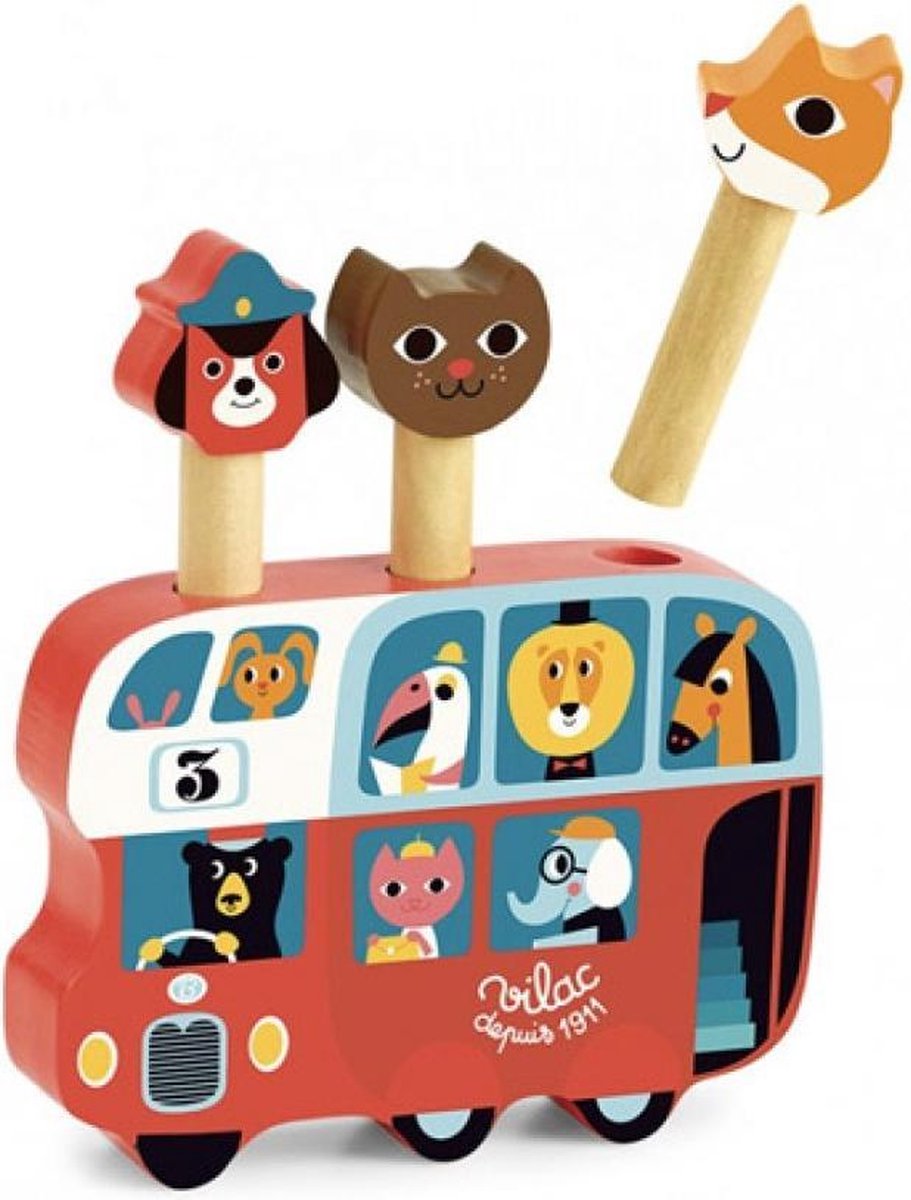Vilac pop-up spel - autobus van hout