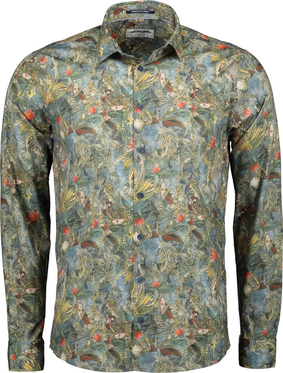 No Excess Overhemd - Modern Fit - Groen - 3XL Grote Maten