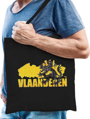 Silhouet van Vlaanderen tasje voor heren - zwart - Vlaamse tas / boodschappen tasje
