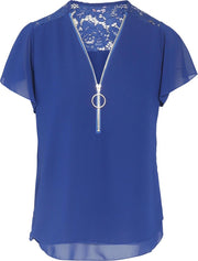 Cassis Dames Blouse Met Kant - Maat S