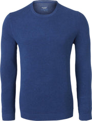 OLYMP modern fit trui katoen - O-hals - blauw structuur -  Maat: 4XL