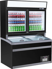 Professionele Combisteel Wand Koel/Vries Combi Zwart | 2 Glasdeuren | 7455.2510 | Horeca