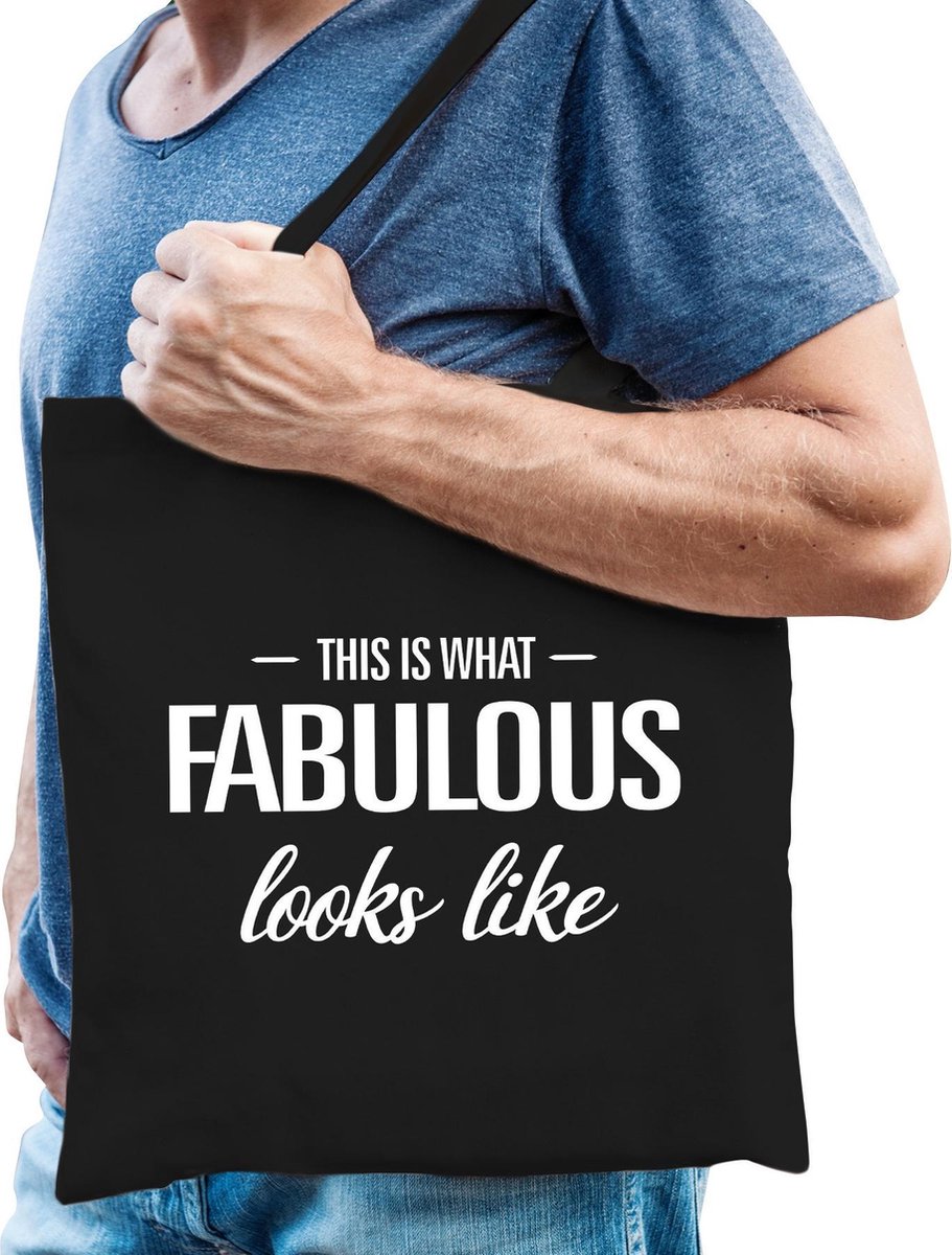 This is what fabulous looks like cadeau katoenen tas zwart voor heren - kado tas / tasje / shopper voor een fantastische man