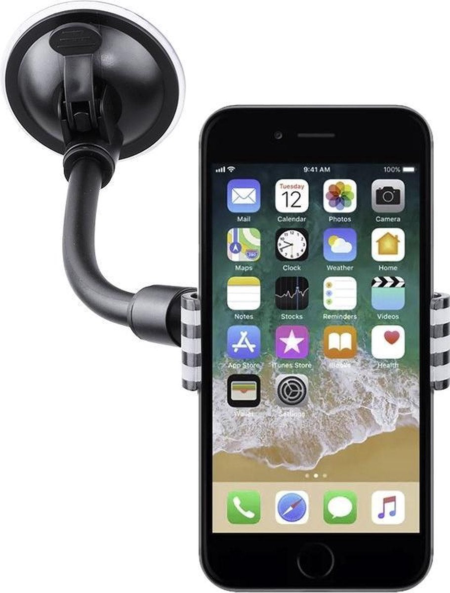 Shop4 - iPhone 6s Autohouder Raamhouder Knijpklem Zwart