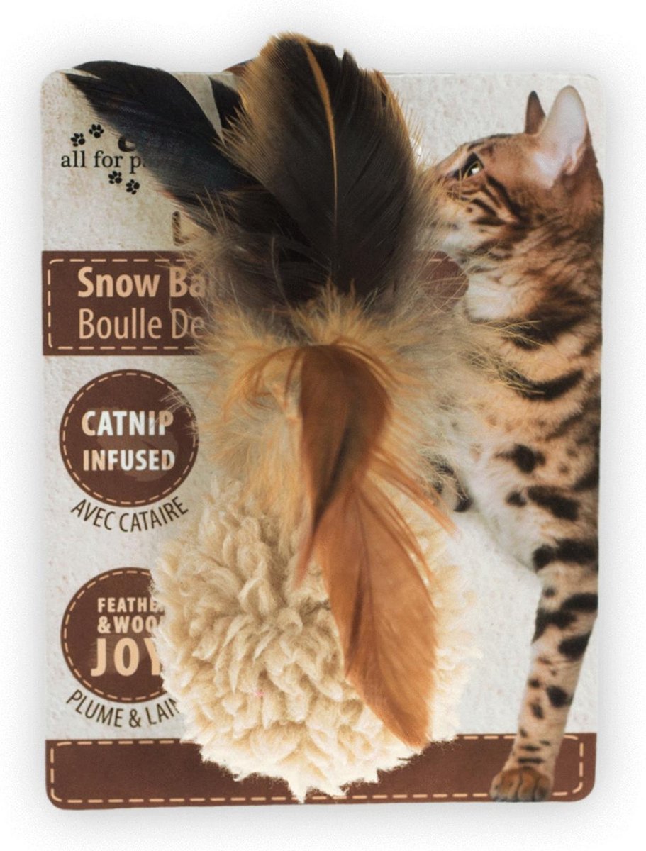 Afp snow ball lamswol met veren en catnip assorti
