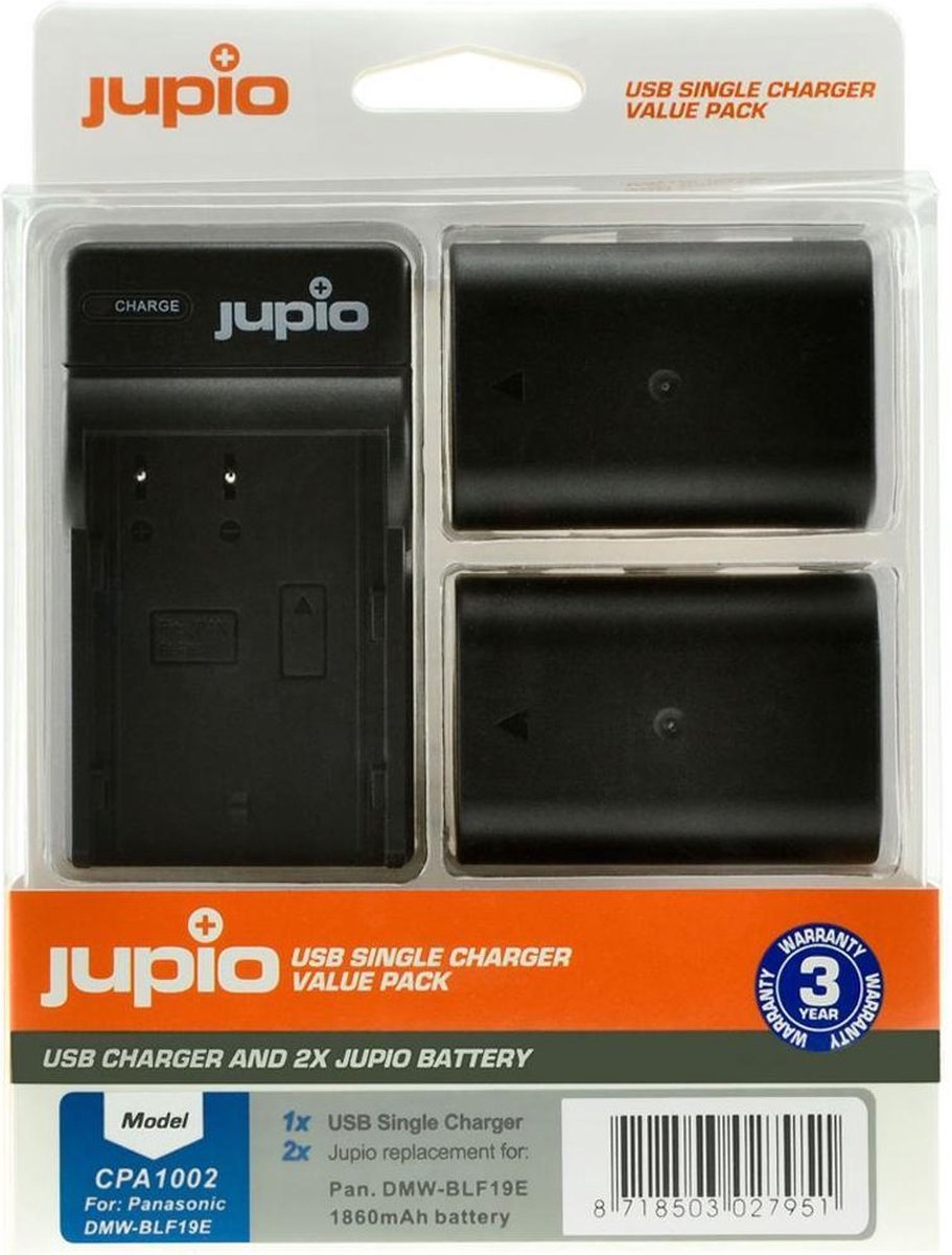 Jupio Kit: 2x Battery DMW-BLF19E 1860mAh + USB SingleCharger