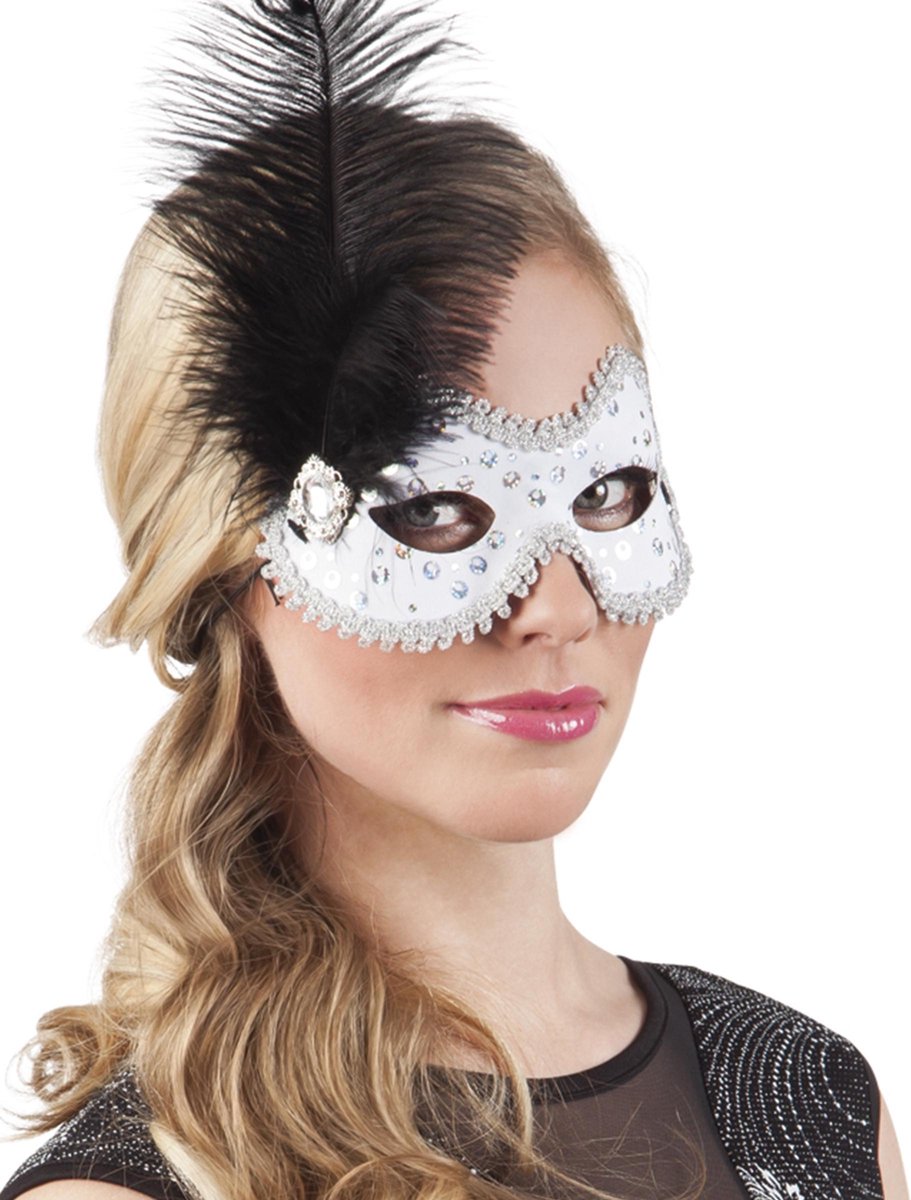St. Oogmasker Venice lustrini wit
