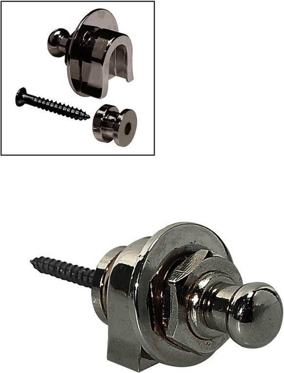 Straplock Zwart Chroom met Schroeven BSL-20-BC Boston