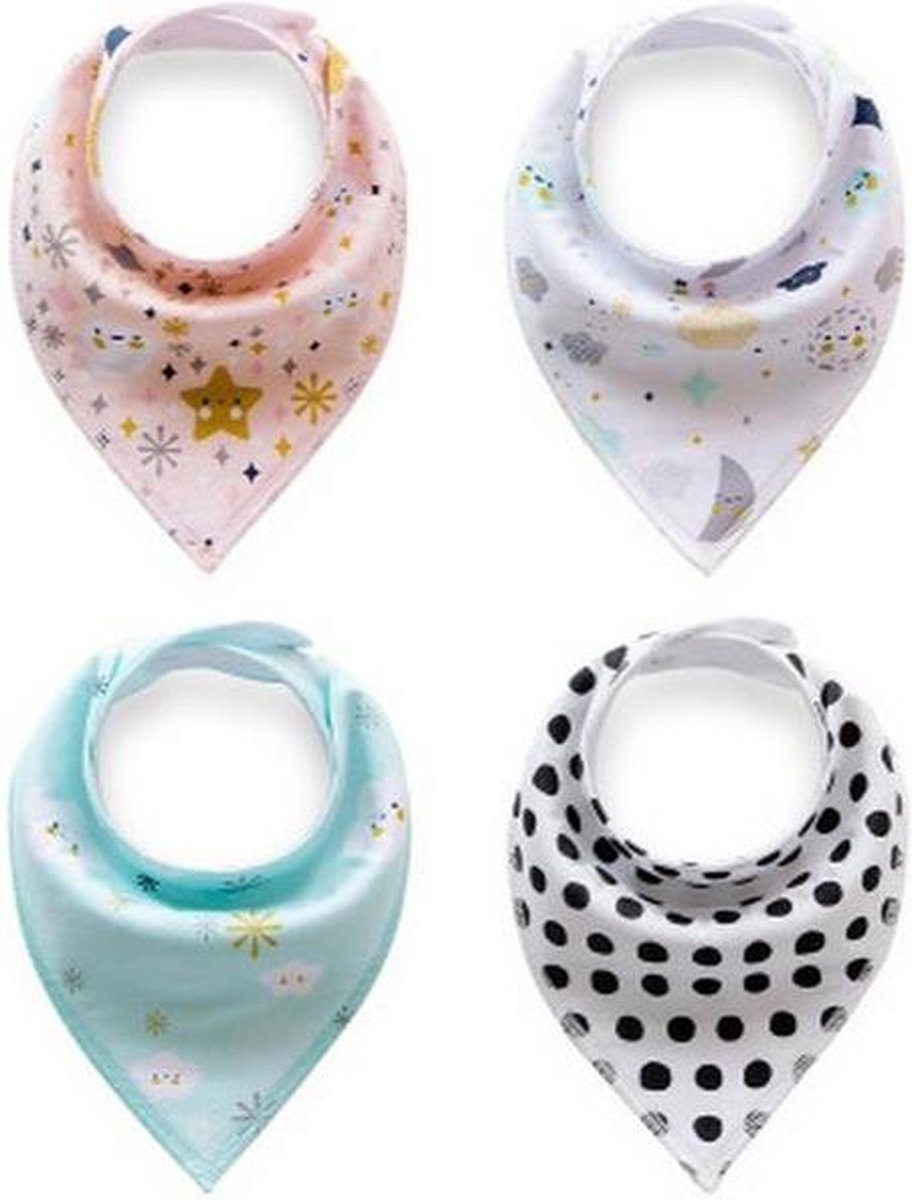 JillyBee - Slab - Slabbetje - Slabber - Bandana - 4pack - Meisje - Zomer