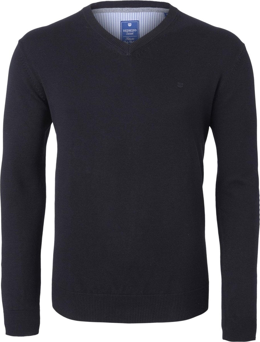 Redmond heren trui katoen - V-hals - zwart -  Maat: 3XL