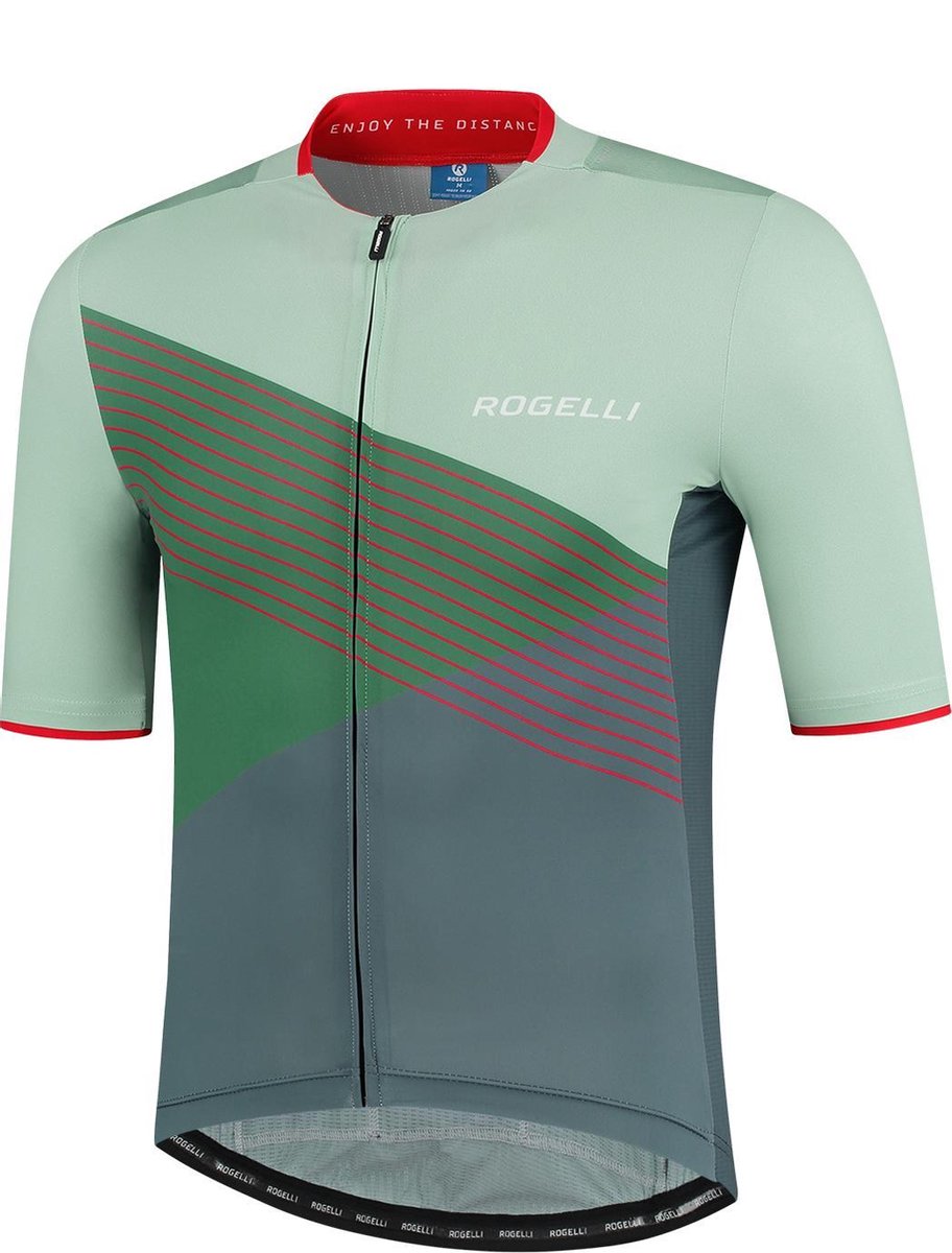 Rogelli Wielershirt KM Spike Heren - Grijs/Groen/Rood - Maat XL
