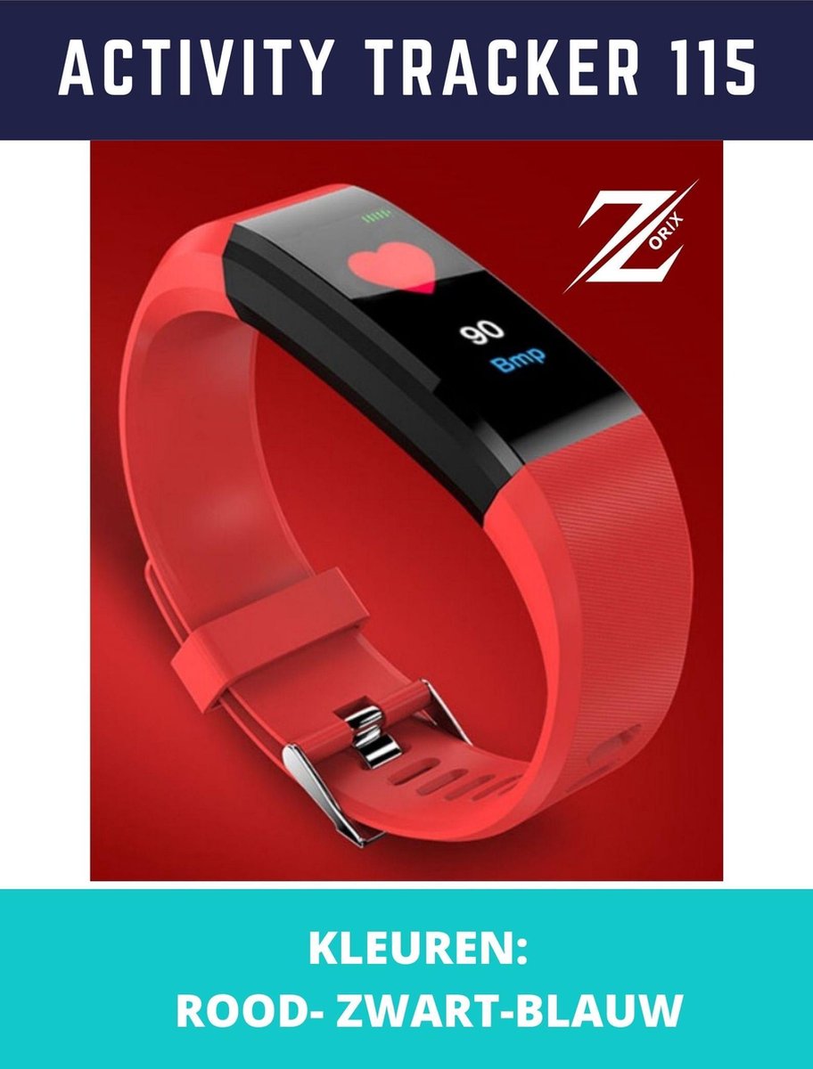 ZORIX® -115 Plus Smartwatch -Stappenteller-hartslagmeter