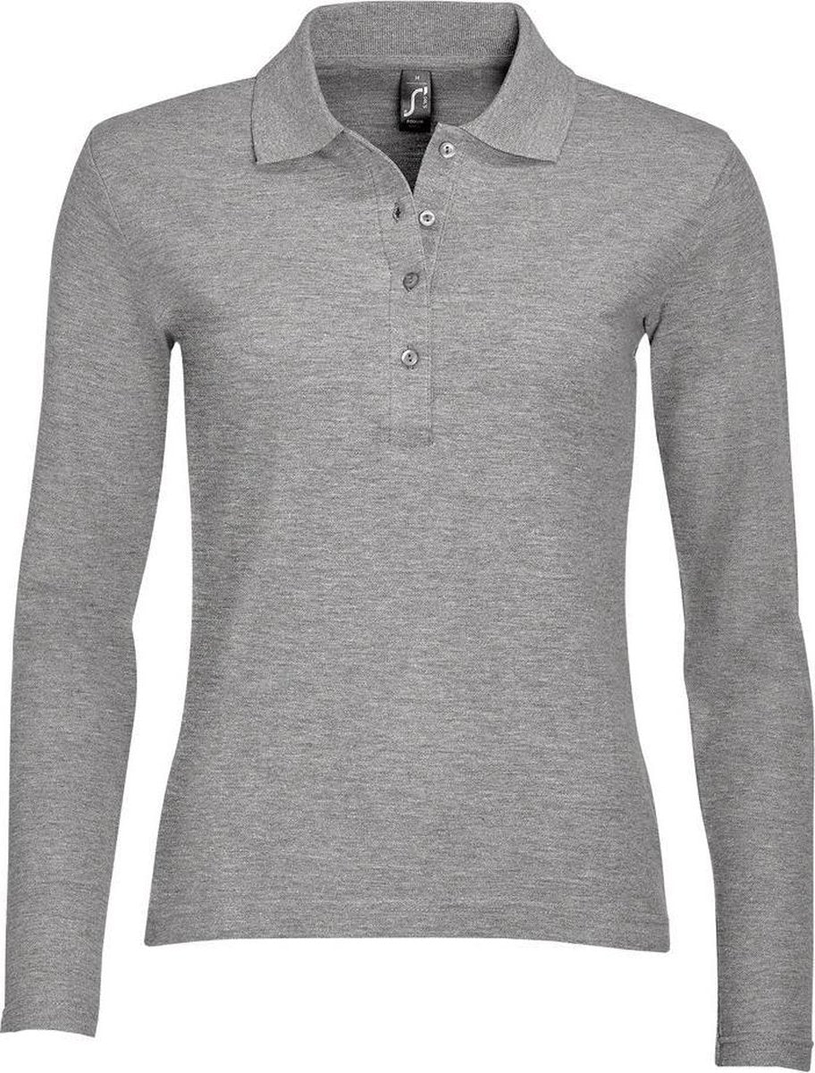 SOLS Dames/dames Podium Lange Mouw Pique Katoenen Polo Shirt (Grijze Mergel)