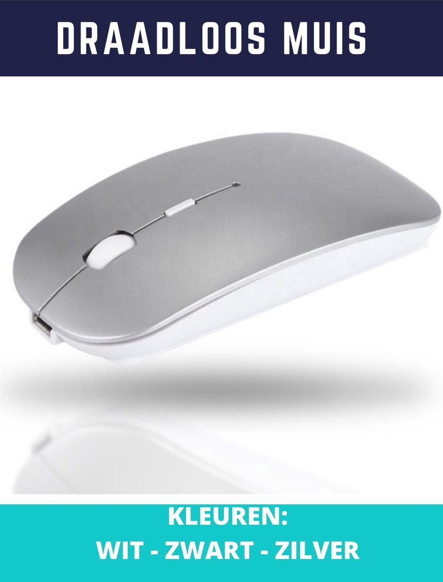 Zorix®-Draadloze Muis - 2.4GHz Wireless - Draadloos - Laptop - PC - Tablet - Zilver