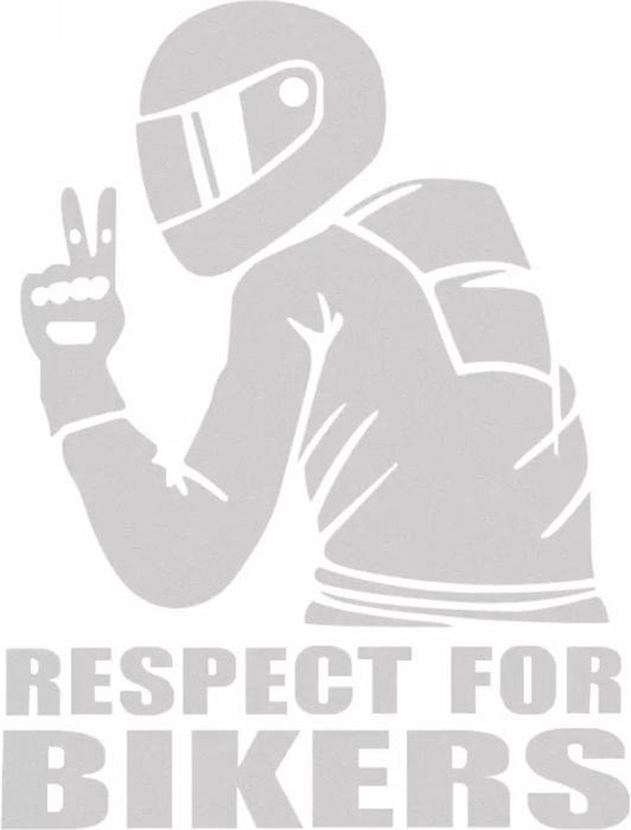 TT-products Respect For Bikers sticker 11 x 15 cm wit