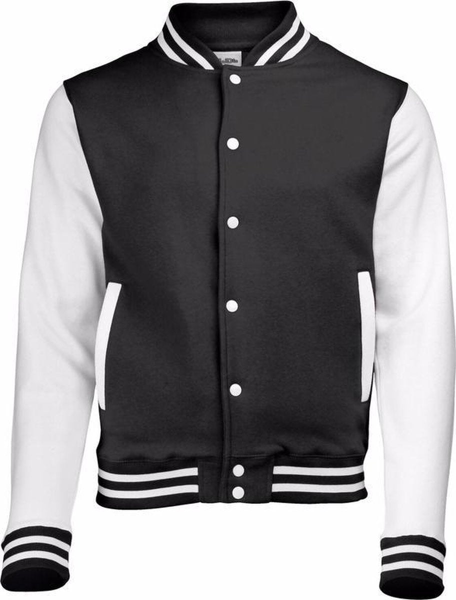Zwart met wit college jacket voor heren S