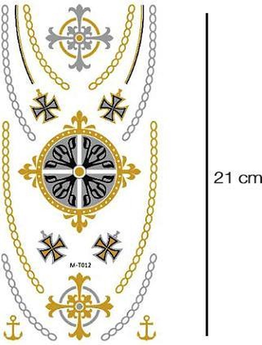 Goud en zilver Plaktattoo | Keltische kruizen