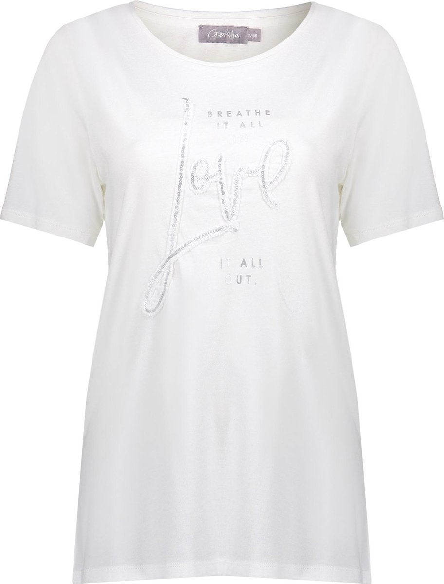 T Shirt Breath Love Ss 02869 Off White