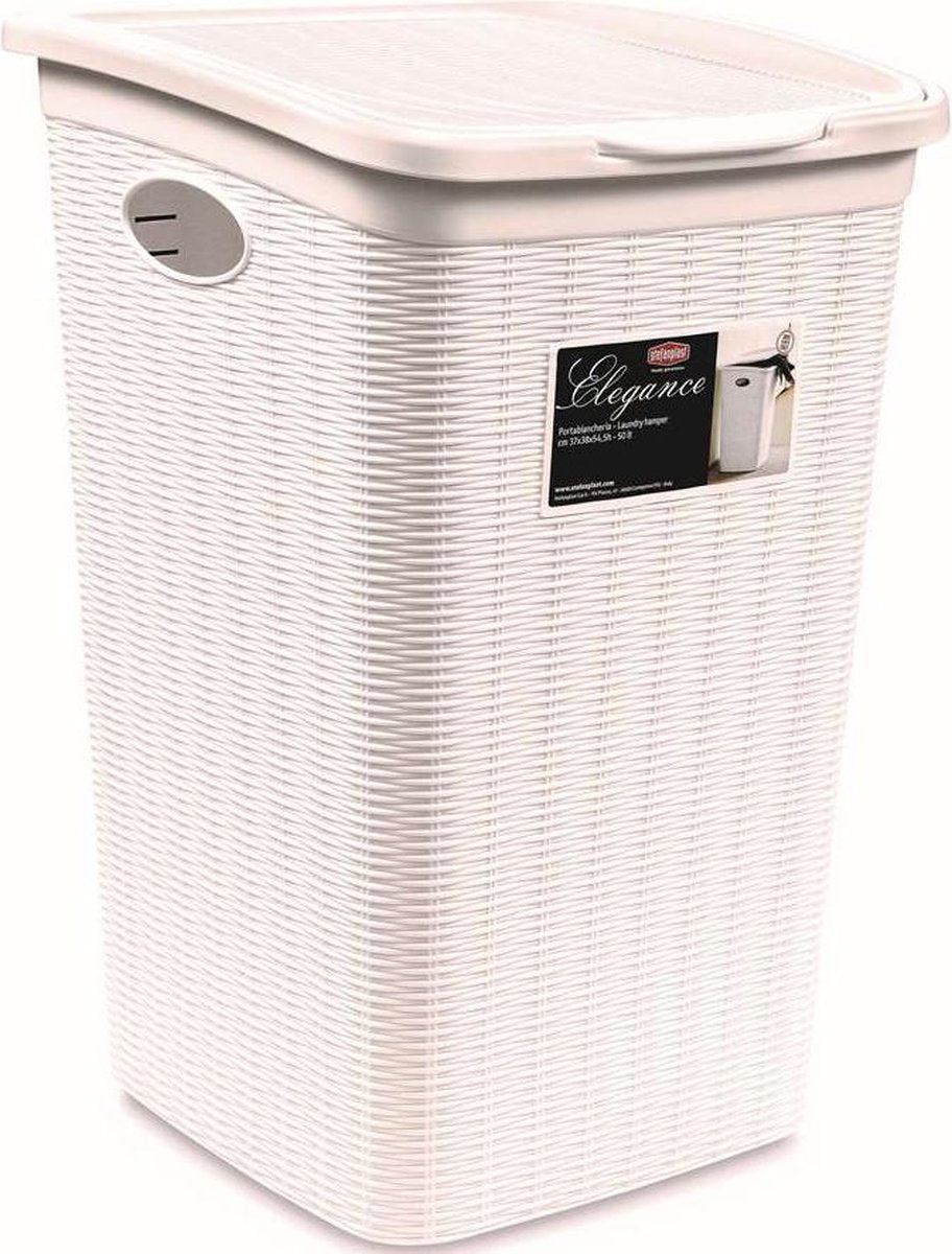YILTEX – Elegance - Wasmand / Wasmand Met Deksel / Wassorteerder – 50l – Wit