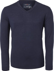 MARVELIS heren trui wol - V-hals - donkerblauw -  Maat: 3XL
