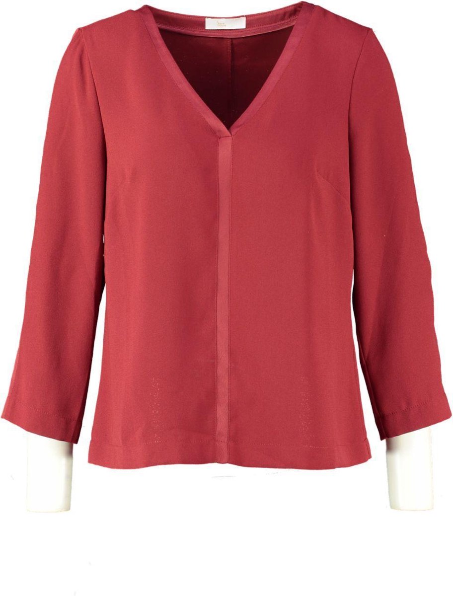 Signe nature soepele polyester blouse bordeaux rood 3/4 mouw - valt kleiner - Maat 42
