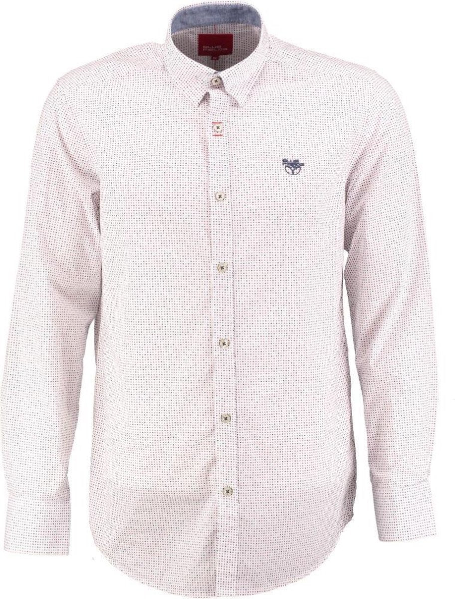 Bluefields overhemd wit oudroze blauw - Maat  S