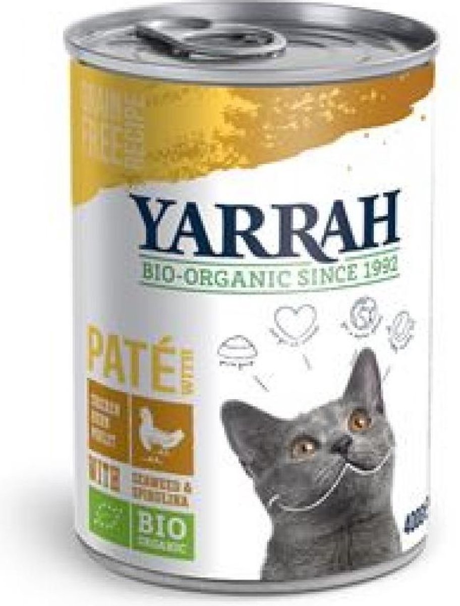 12x Yarrah Biologisch Kattenvoer Paté Kip 400 gr