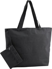 Polyester zwarte shopper/boodschappen tas 47 cm - Stevige boodschappentassen/shopper bag met rits