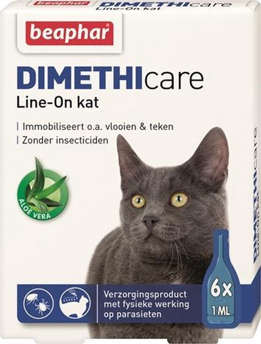 Beaphar dimethicare line-on kat tegen vlooien en teken - 6 pip 1 ml - 1 stuks