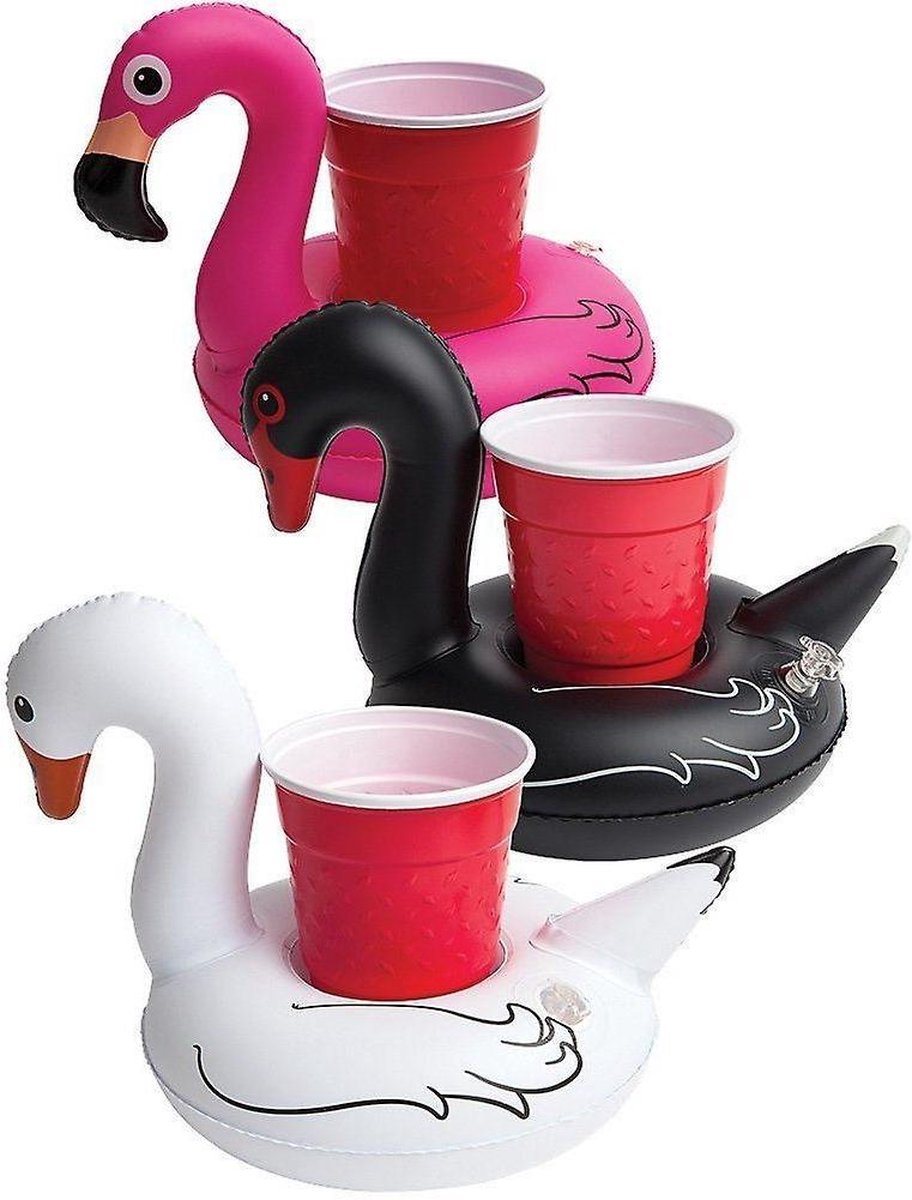 Opblaasbare drankhouder tropische vogels - Set 3 stuks