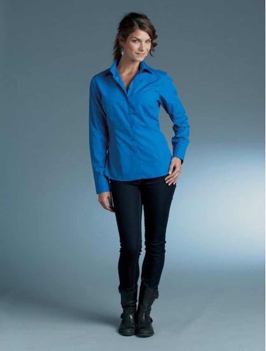 Dames overhemd kobalt blauw S