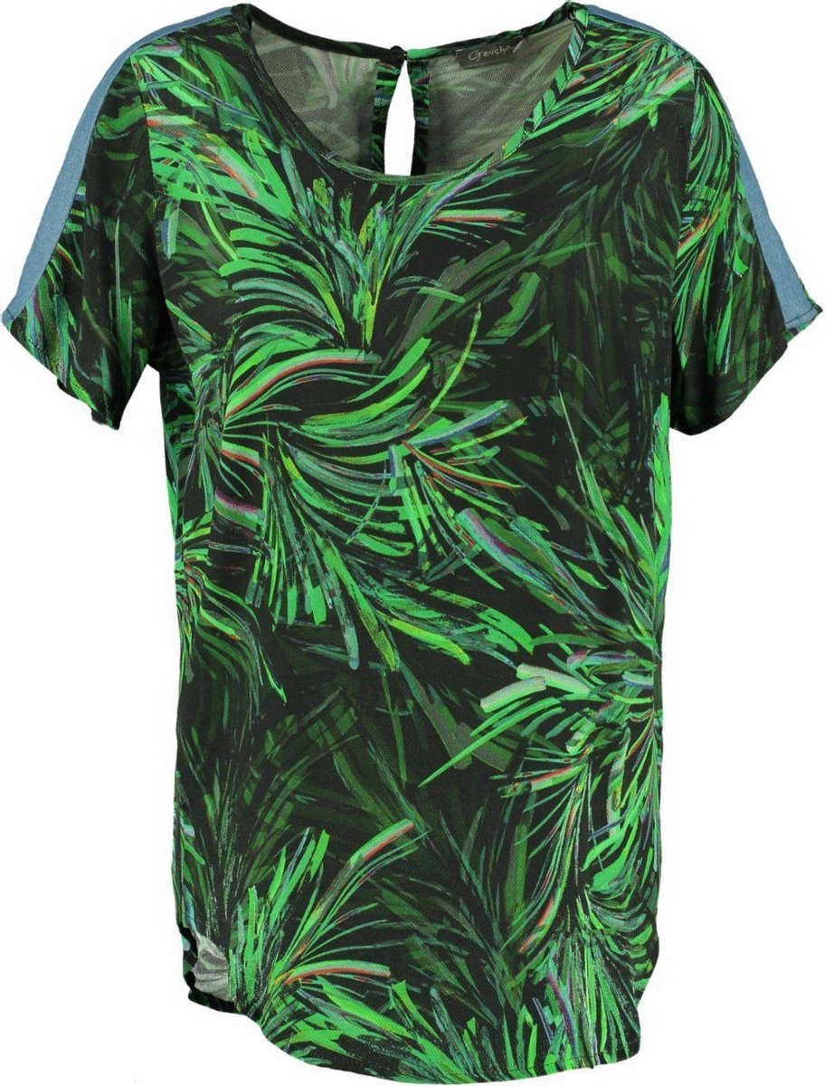 Geisha blouse shirt viscose groen multi - Maat XS