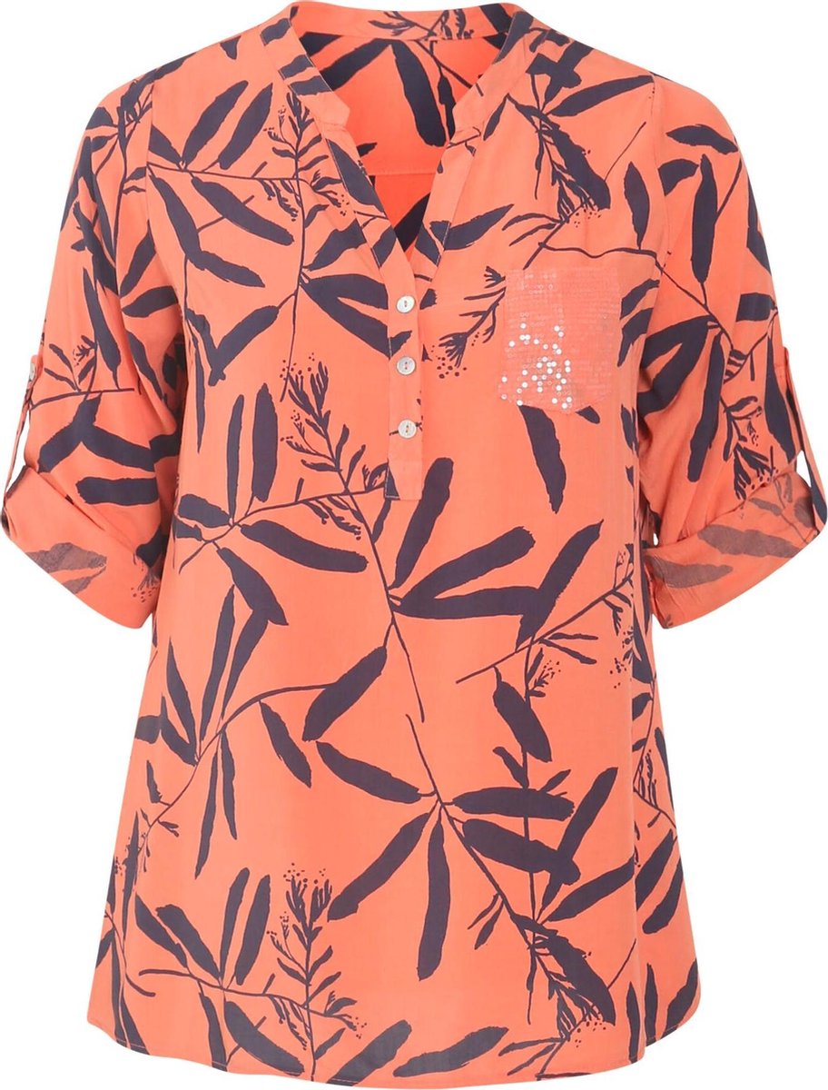 Blouse met bladprint