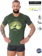 Brubeck Outdoor Wool Pro Wandelshirt Heren - AirBalance T-Shirt met Merinowol - Groen XL