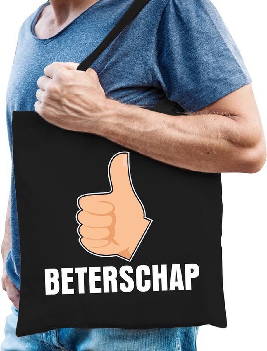 Beterschap katoenen cadeau tas zwart voor heren - kado /  tasje / shopper