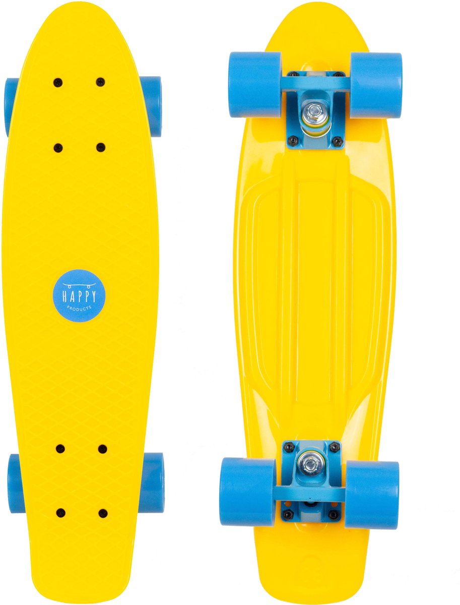 Happy Products - Penny board -skateboard geel - longboard - geel - pastel - meisjes en jongens - 56 cm