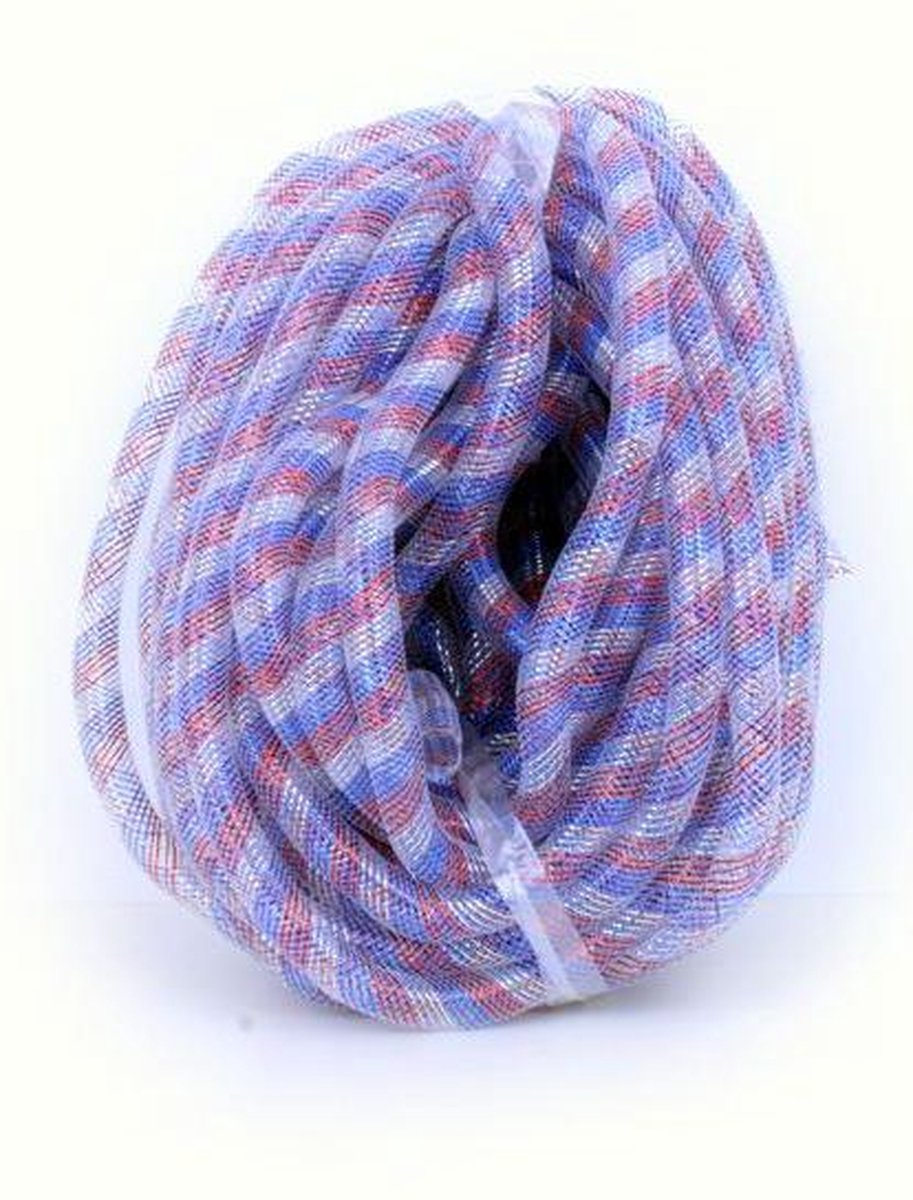 Decoslang tube op rol 30m rood/wit/blauw Ø16mm