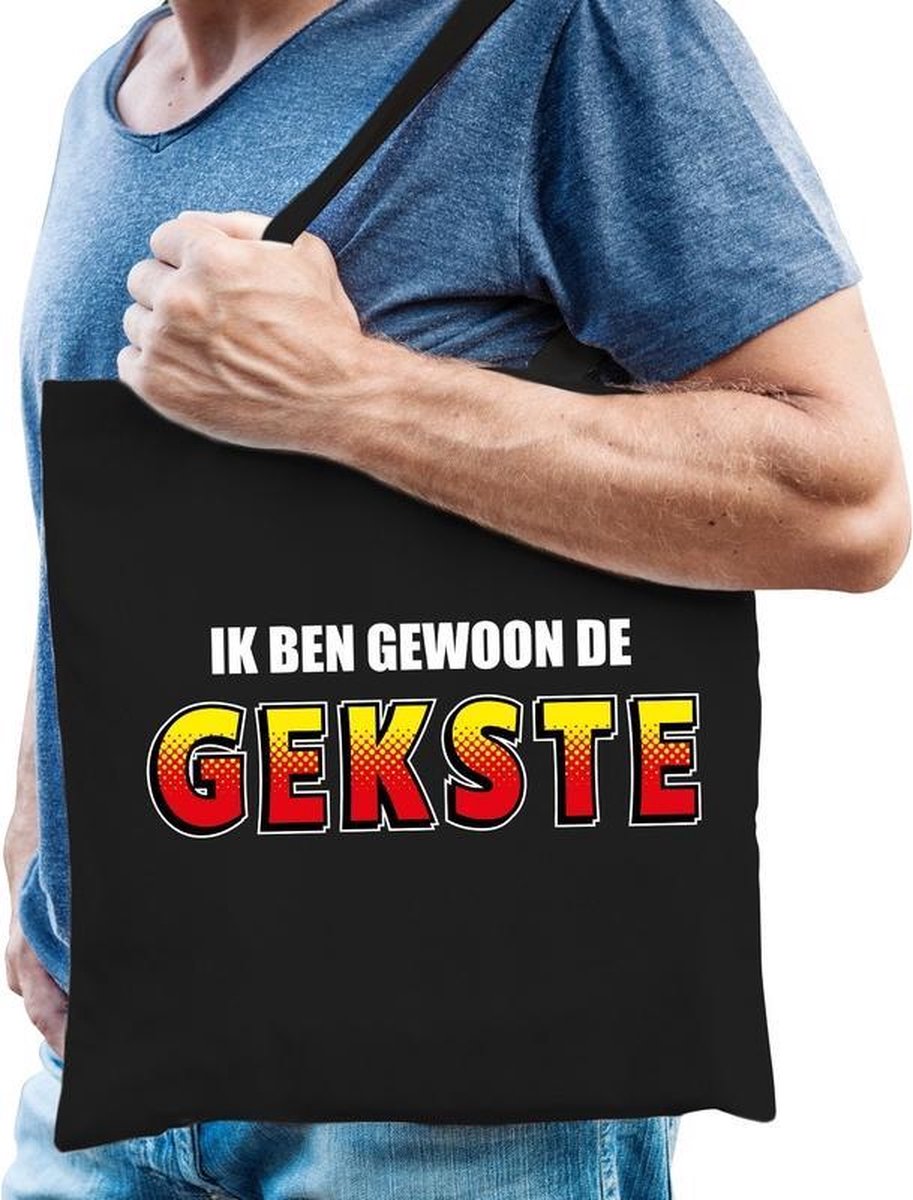 Ik ben gewoon de gekste katoenen tas zwart - tasje / shopper voor heren