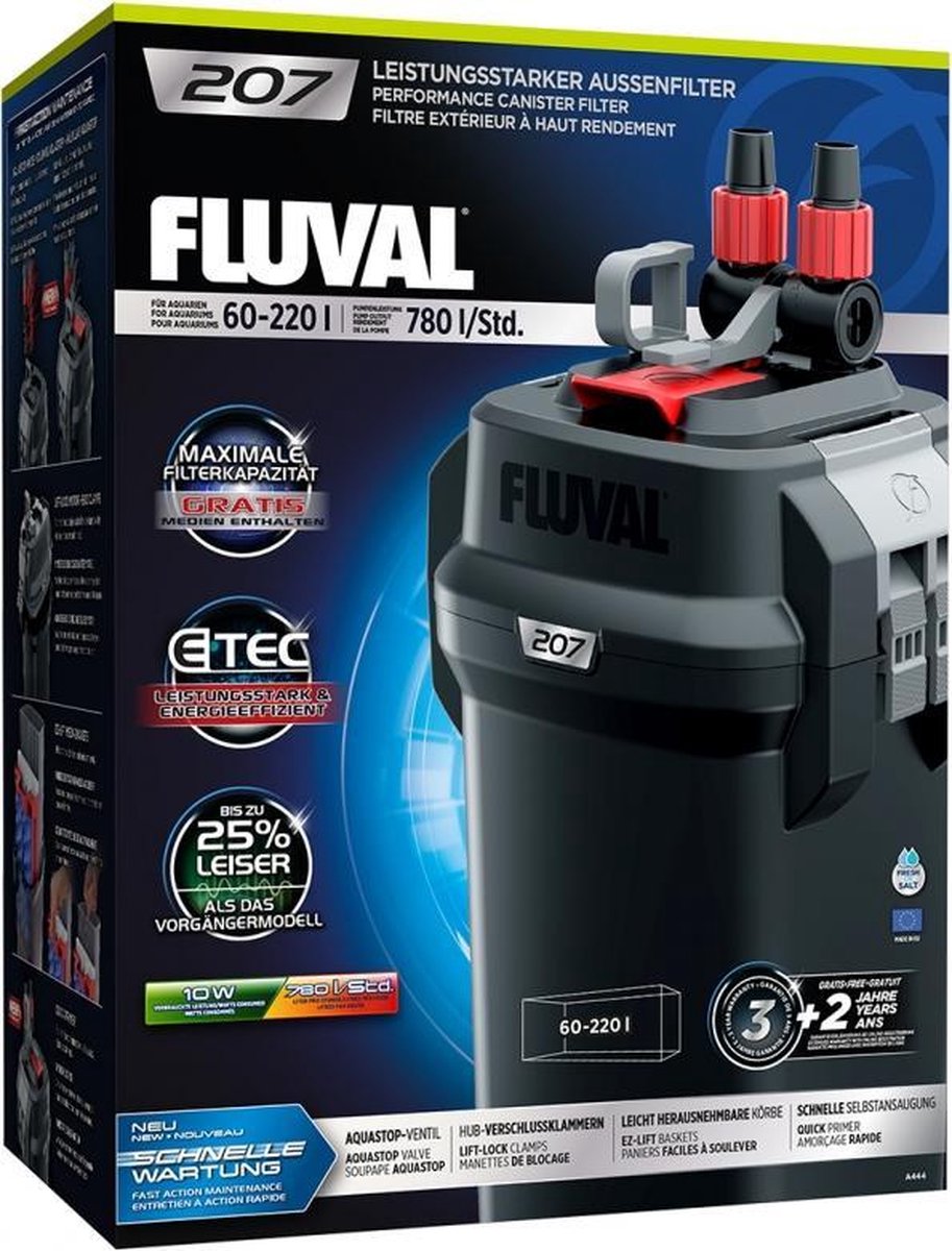Fluval 207 buitenfilter 780 l/uur 60-220 liter