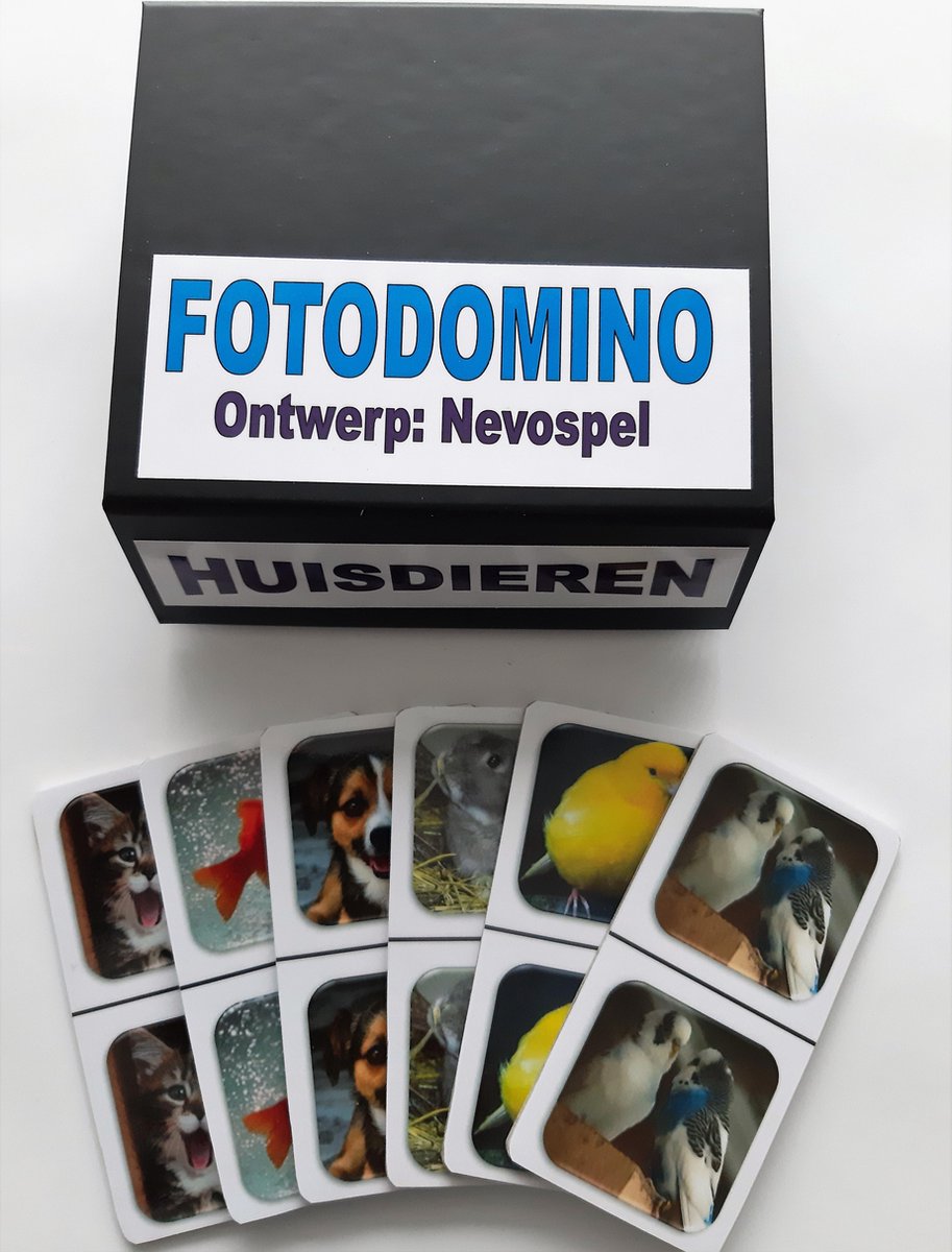 Denkspel voor mensen met dementie FotoDomino Huisdieren